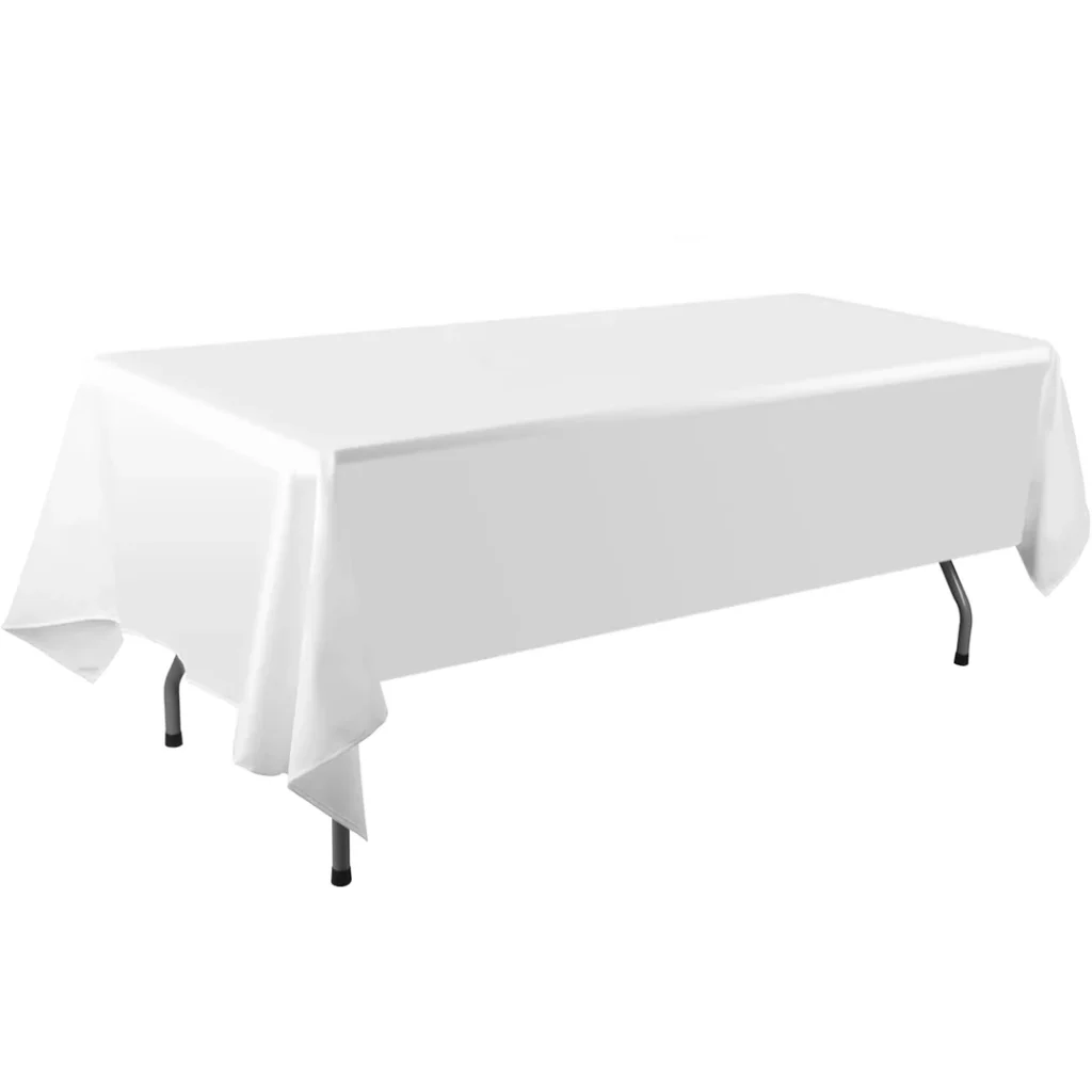 white rectangle tablecloth hire Melbourne, trestle table linen Melbourne, wedding tablecloth rectangular Melbourne, banquet table linen hire Melbourne